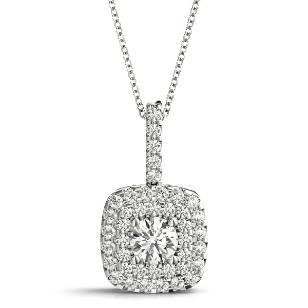 Round Double Cushion Halo Center Diamond Pendant · 1.32 ct tw