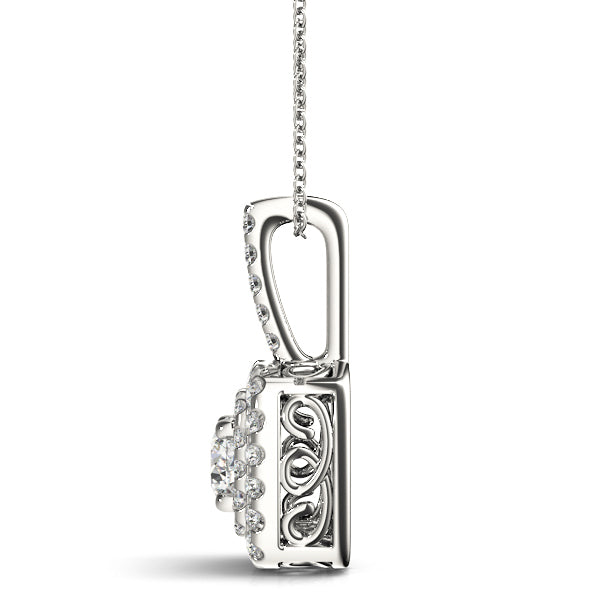 Round Double Cushion Halo Center Diamond Pendant · 1.32 ct tw