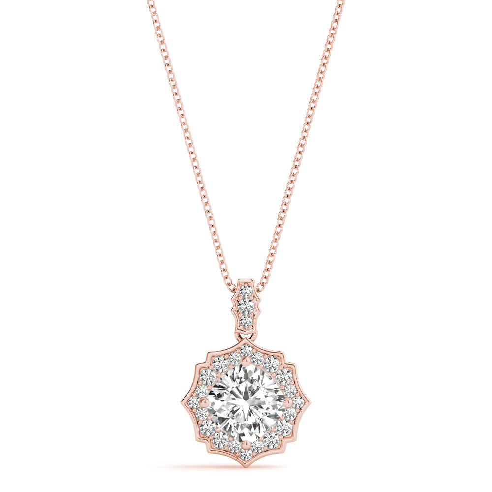 Cushion Scalloped Halo Diamond Pendant · 1.17 ct tw