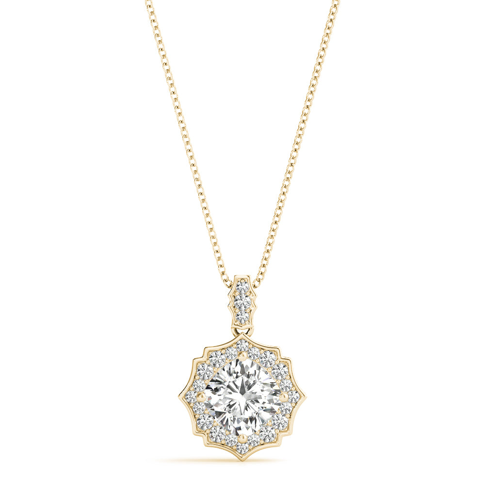 Cushion Scalloped Halo Diamond Pendant · 0.20 ct tw