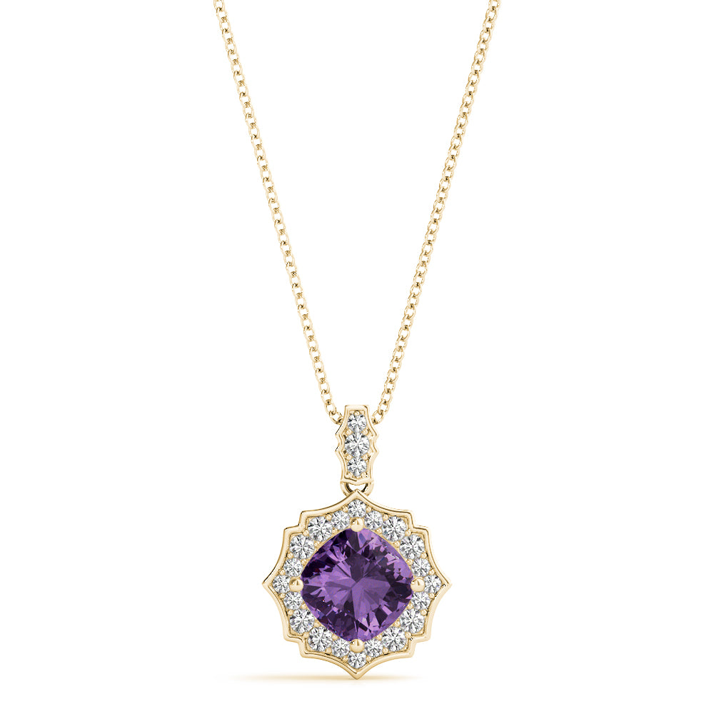 Cushion Scalloped Halo Diamond Pendant · 0.61 ct tw