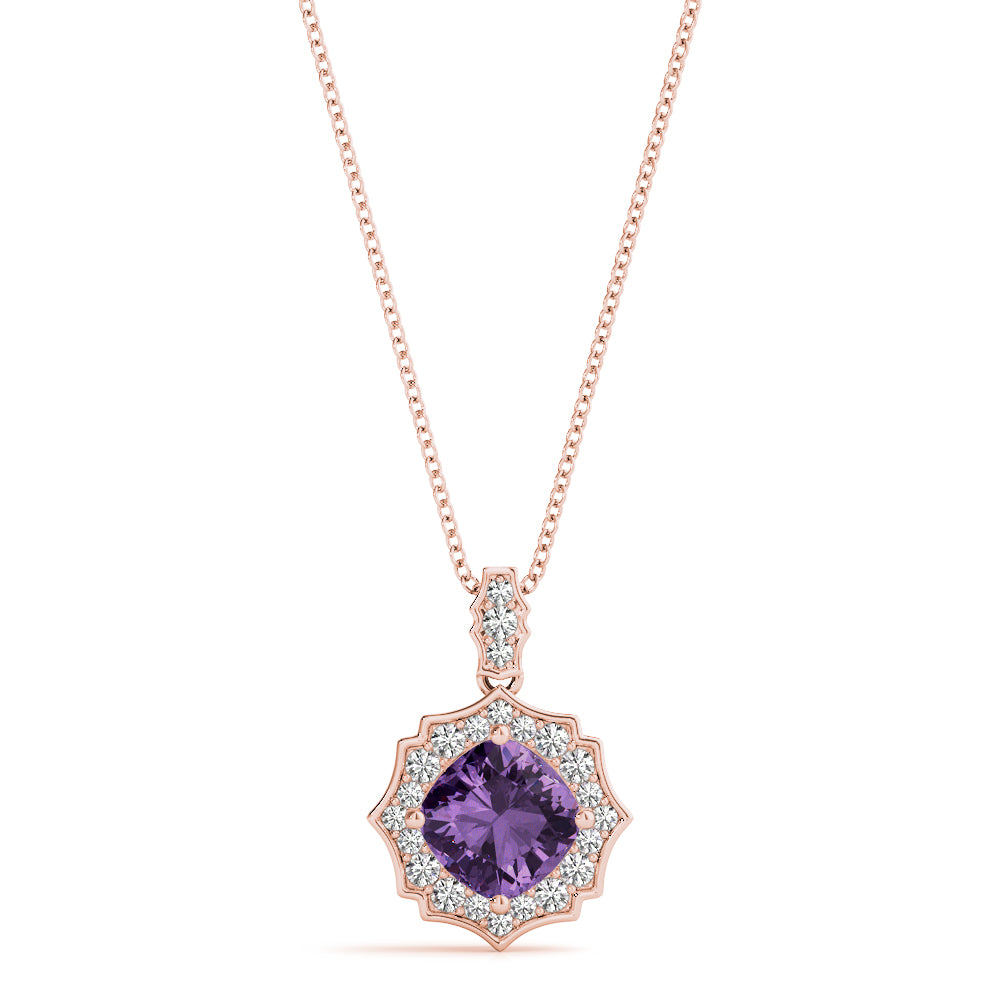 Cushion Scalloped Halo Diamond Pendant · 0.82 ct tw
