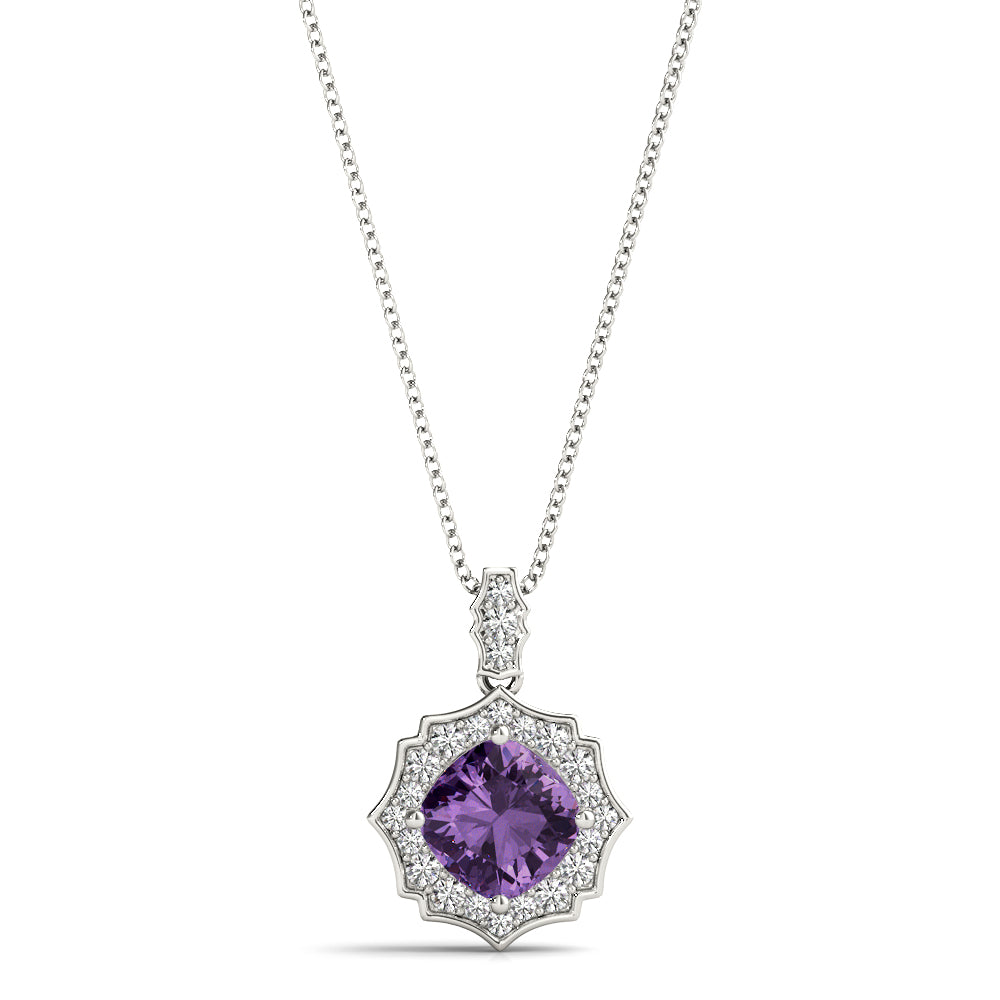Cushion Scalloped Halo Diamond Pendant · 0.61 ct tw