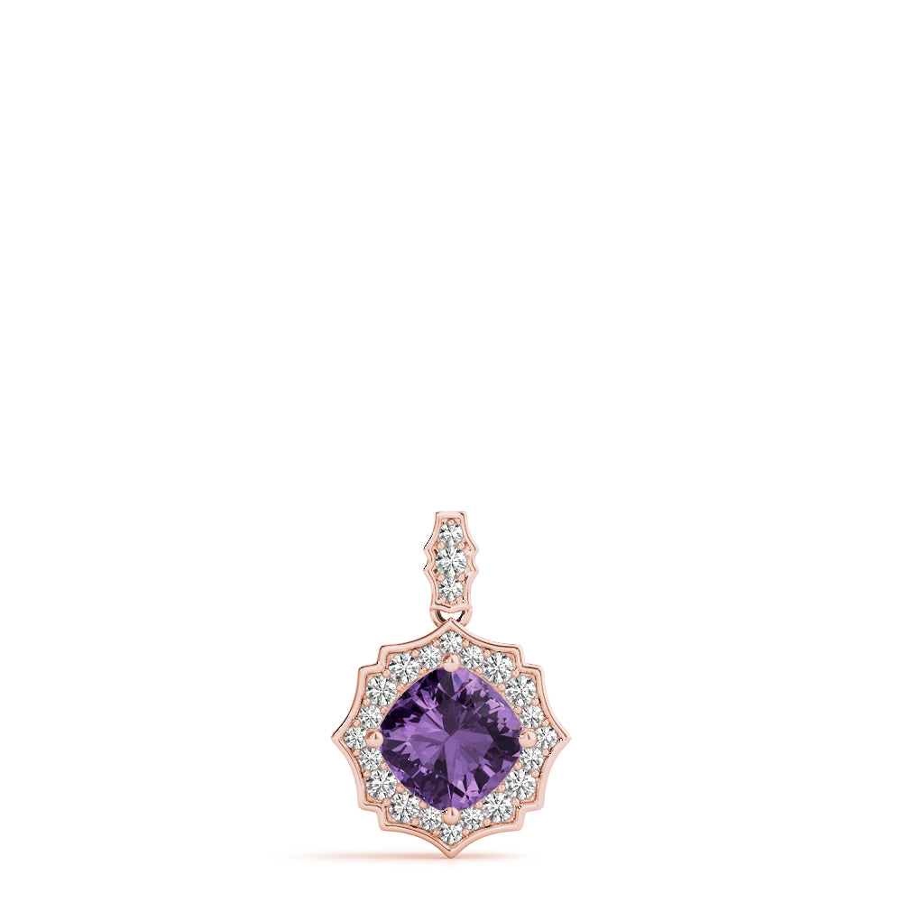 Cushion Scalloped Halo Diamond Pendant · 1.17 ct tw