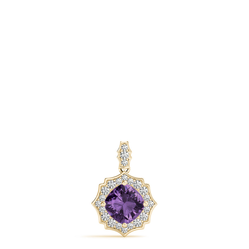 Cushion Scalloped Halo Diamond Pendant · 1.17 ct tw