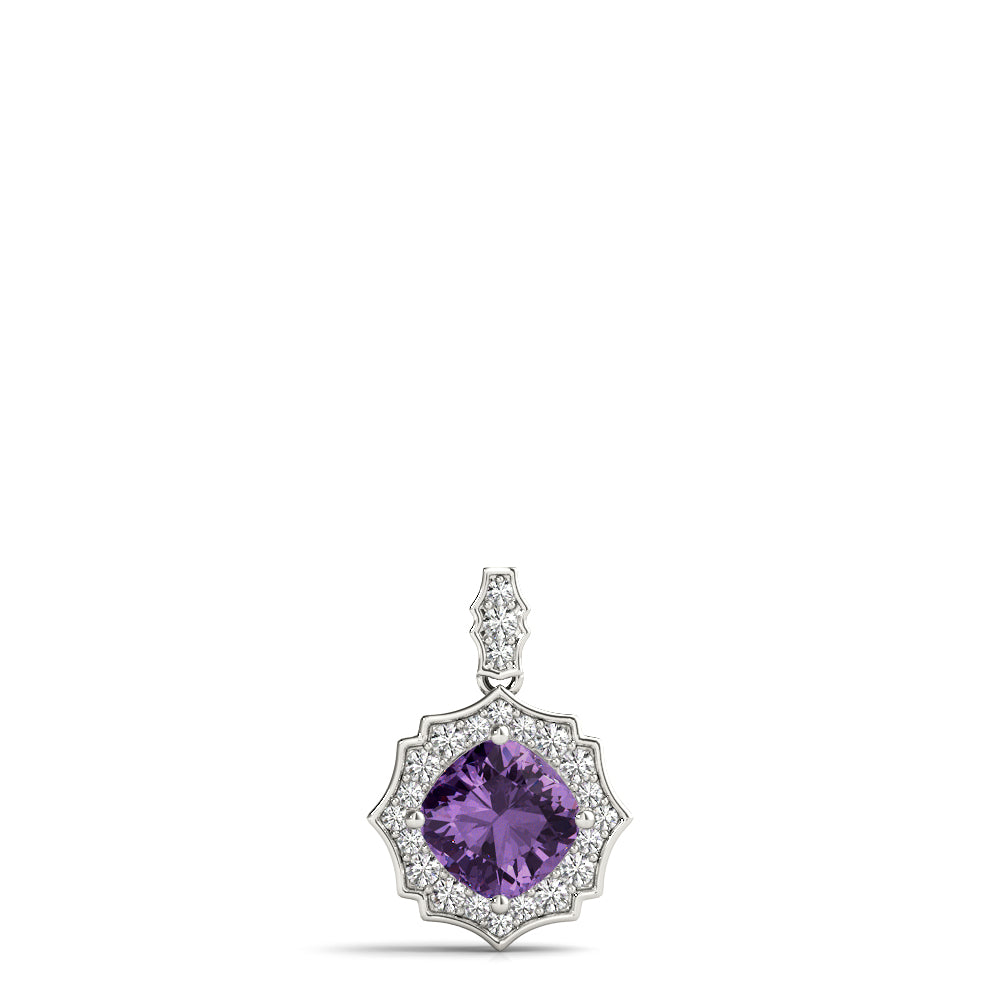 Cushion Scalloped Halo Diamond Pendant · 1.17 ct tw
