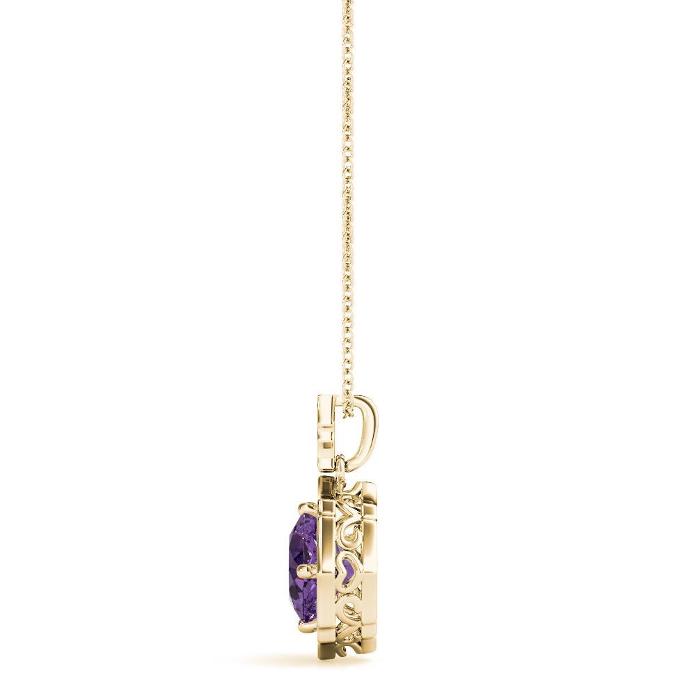 Cushion Scalloped Halo Diamond Pendant · 0.61 ct tw
