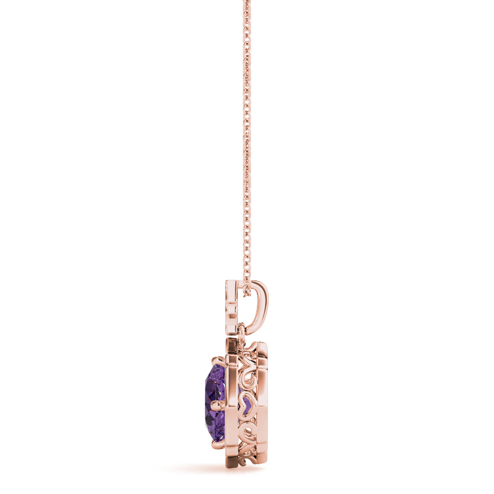 Cushion Scalloped Halo Diamond Pendant · 0.61 ct tw