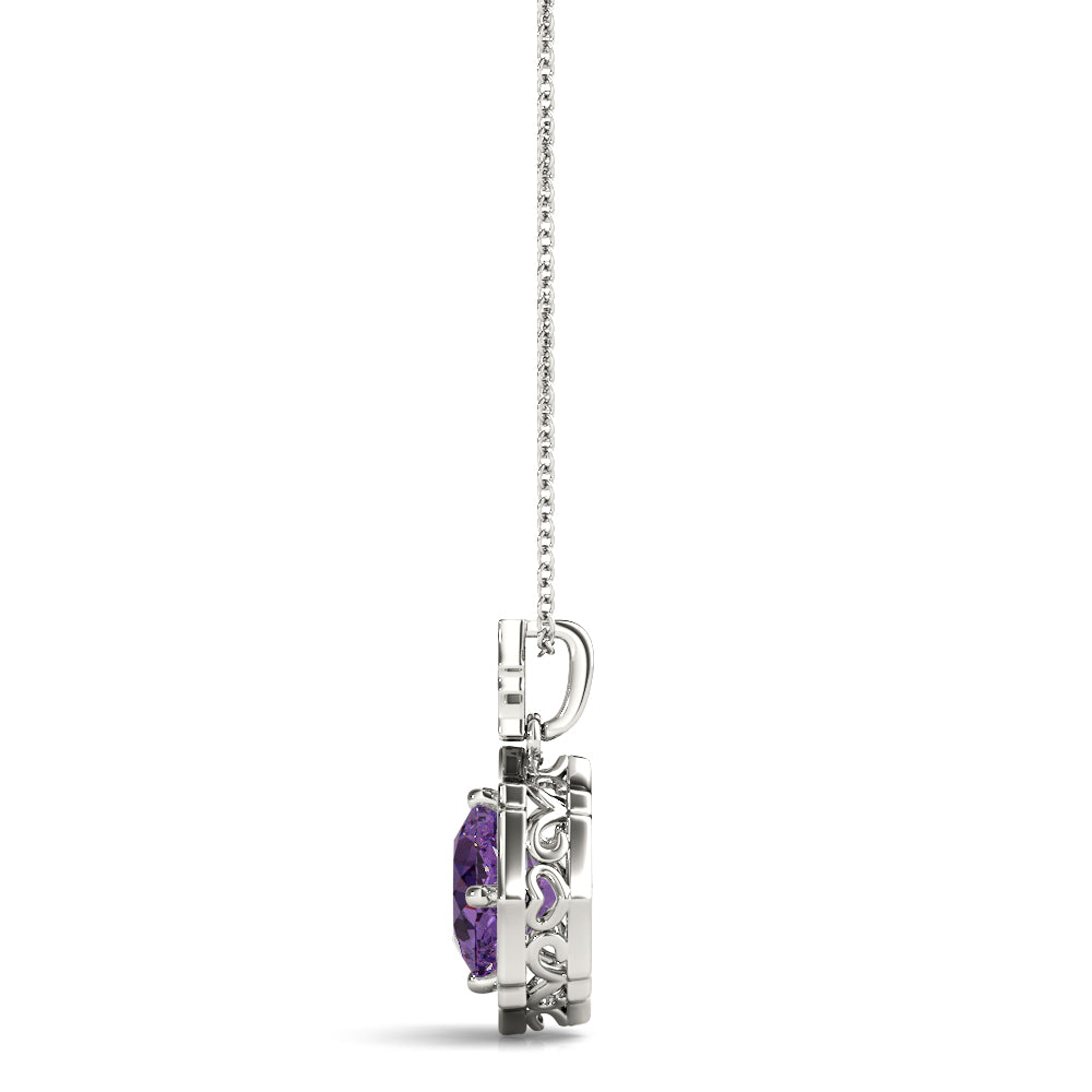 Cushion Scalloped Halo Diamond Pendant · 0.82 ct tw
