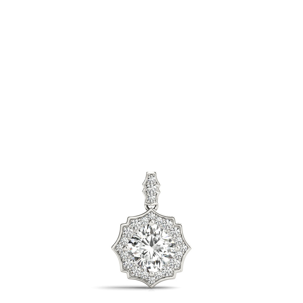 Cushion Scalloped Halo Diamond Pendant · 1.17 ct tw