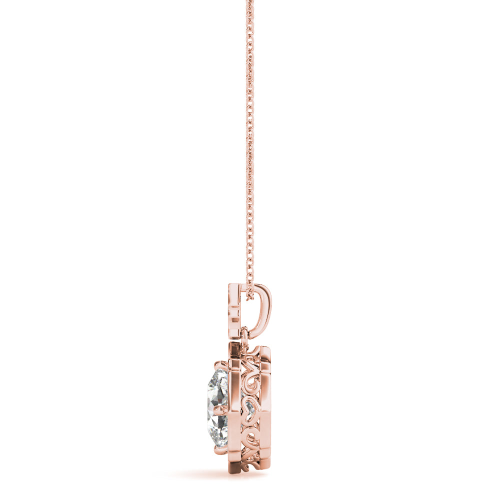 Cushion Scalloped Halo Diamond Pendant · 1.17 ct tw