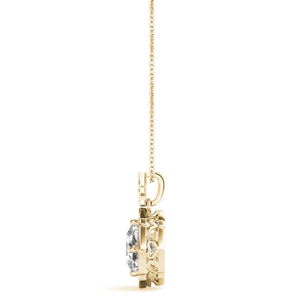 Cushion Scalloped Halo Diamond Pendant · 0.82 ct tw