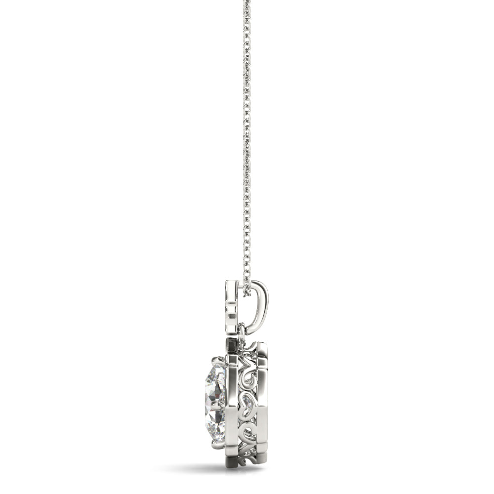 Cushion Scalloped Halo Diamond Pendant · 1.17 ct tw