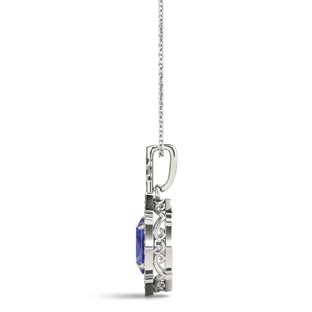 Oval Scalloped Halo Diamond Pendant · 0.52 ct tw
