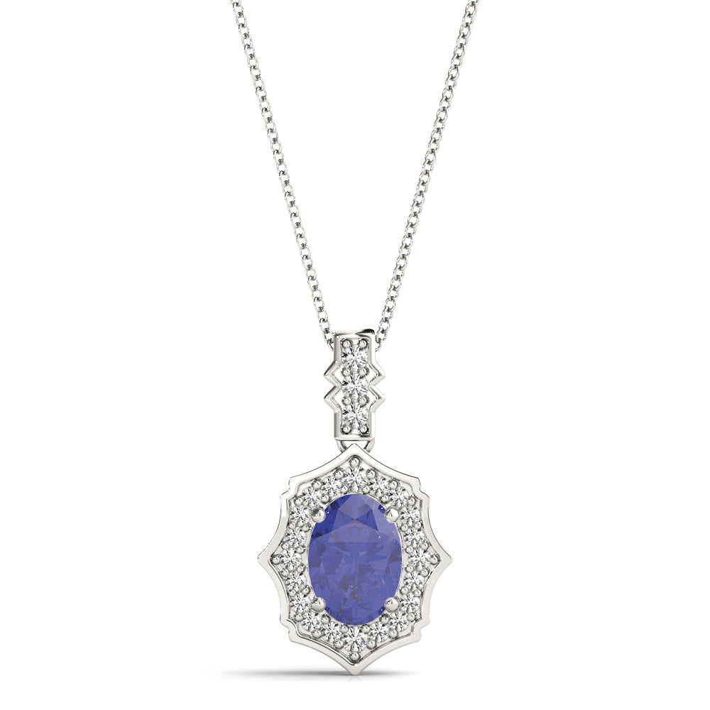 Oval Scalloped Halo Diamond Pendant · 0.19 ct tw