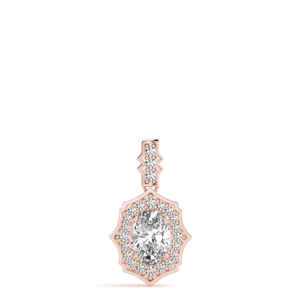 Oval Scalloped Halo Diamond Pendant · 0.52 ct tw