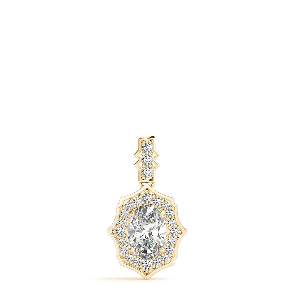 Oval Scalloped Halo Diamond Pendant · 2.15 ct tw