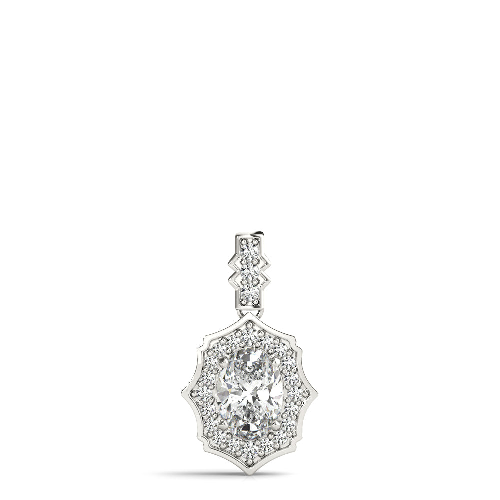 Oval Scalloped Halo Diamond Pendant · 2.15 ct tw