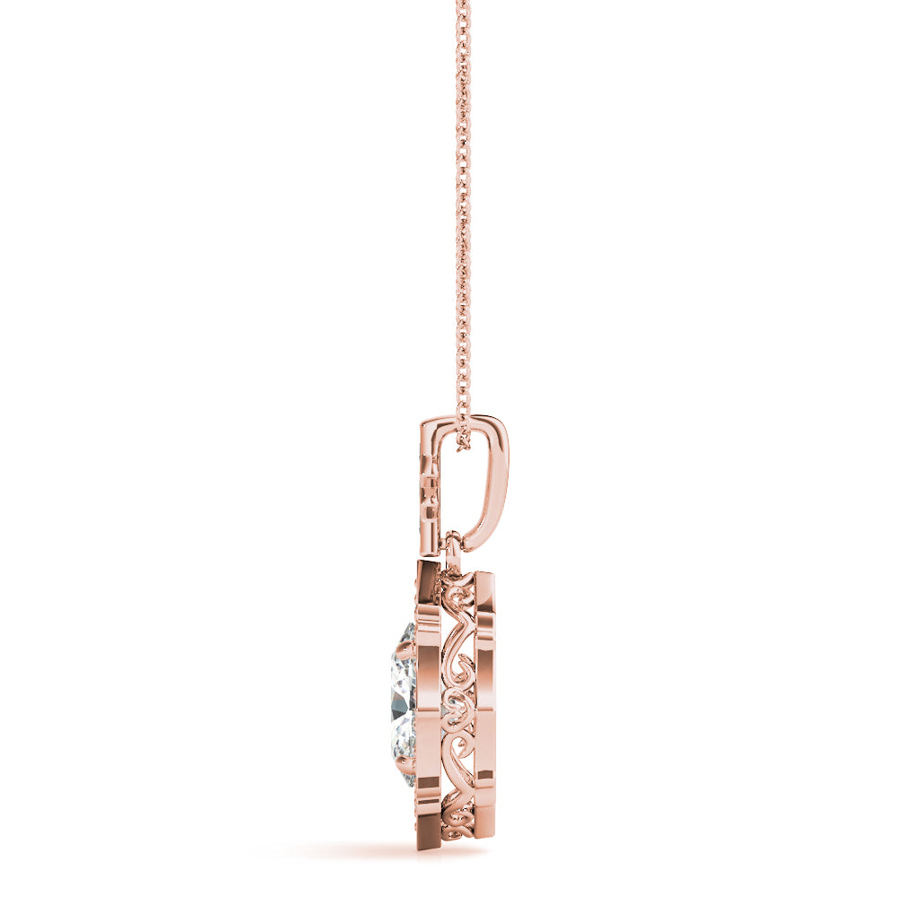 Oval Scalloped Halo Diamond Pendant · 0.19 ct tw
