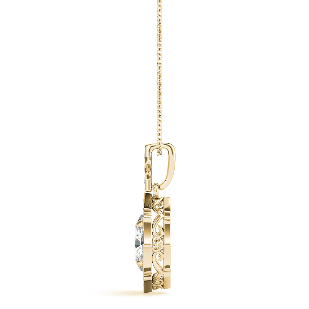 Oval Scalloped Halo Diamond Pendant · 0.19 ct tw