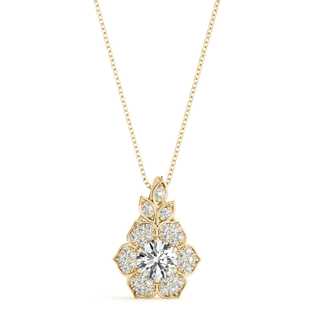 Round Flower Diamond Pendant · 0.70 ct tw