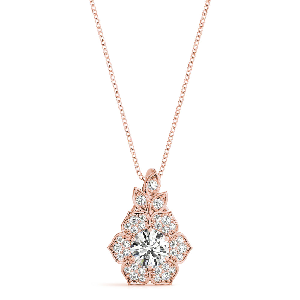 Round Flower Diamond Pendant · 0.70 ct tw