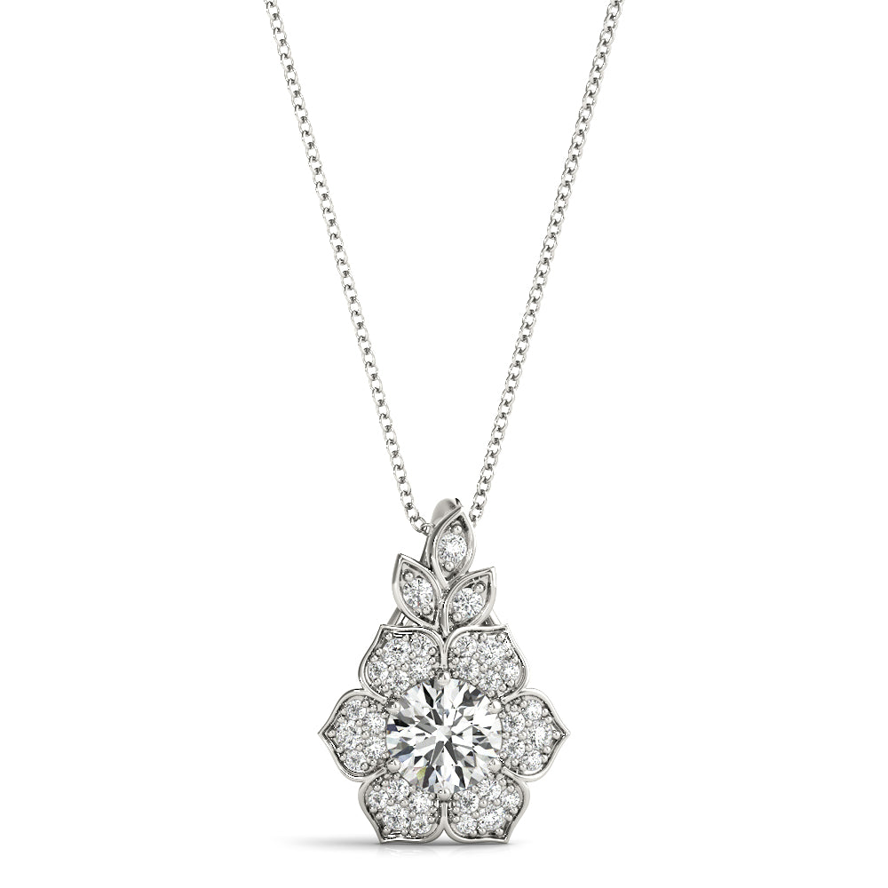 Round Flower Diamond Pendant · 0.70 ct tw