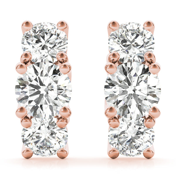 Round Three-Stone Diamond Earrings · 2.18 ct tw