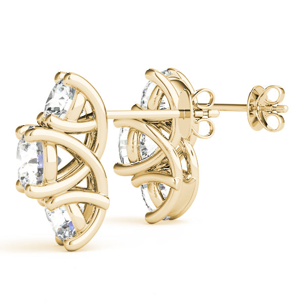 Round Three-Stone Diamond Earrings · 2.18 ct tw