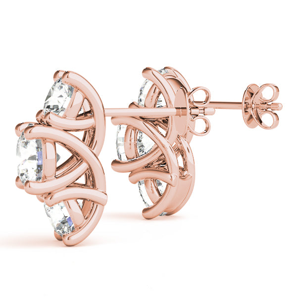 Round Three-Stone Diamond Earrings · 3.48 ct tw