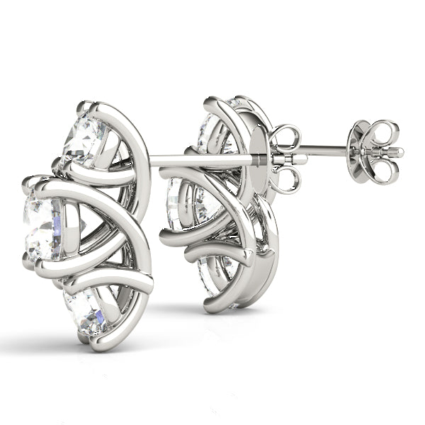 Round Three-Stone Diamond Earrings · 2.18 ct tw