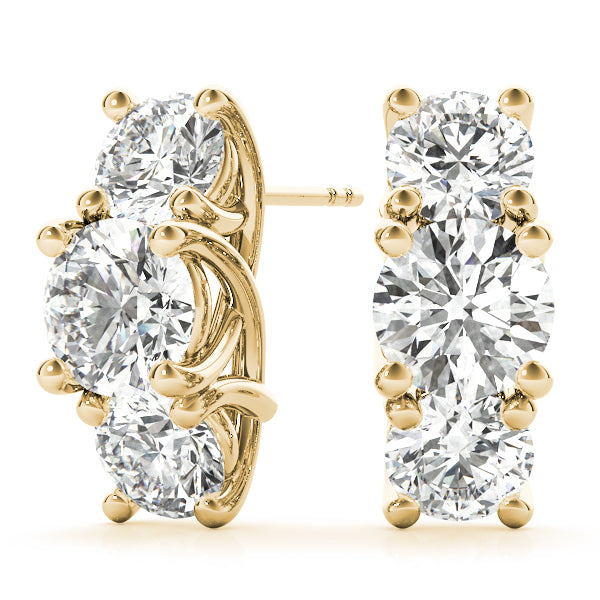 Round Three-Stone Diamond Earrings · 2.18 ct tw