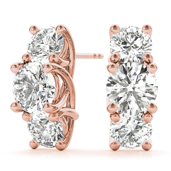 Round Three-Stone Diamond Earrings · 2.18 ct tw
