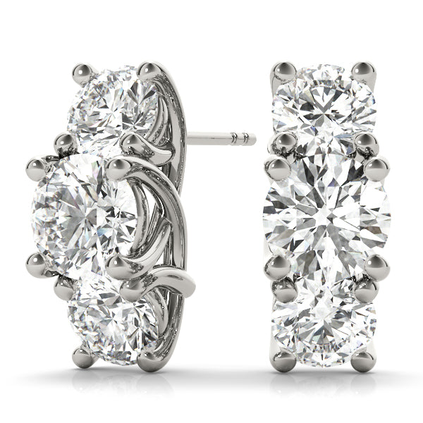 Round Three-Stone Diamond Earrings · 2.18 ct tw