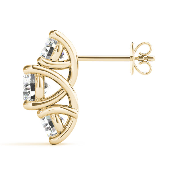 Round Three-Stone Diamond Earrings · 2.18 ct tw