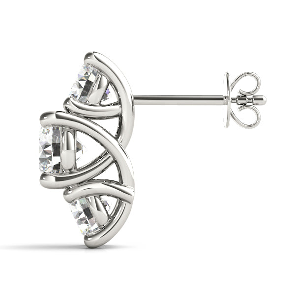 Round Three-Stone Diamond Earrings · 3.48 ct tw