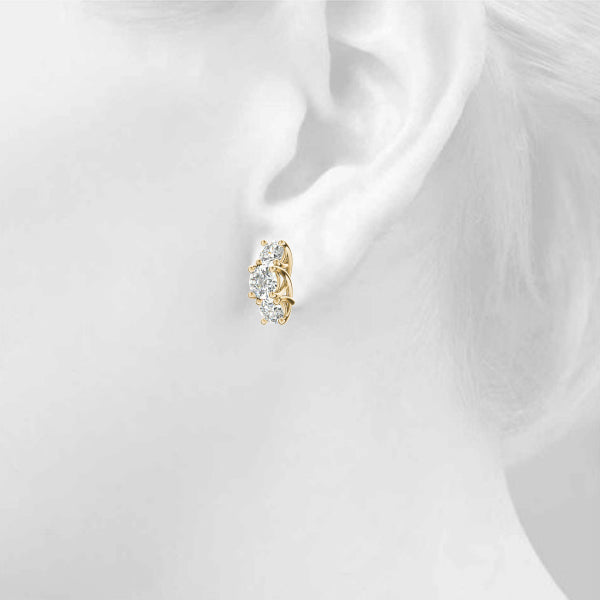 Round Three-Stone Diamond Earrings · 2.18 ct tw