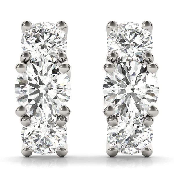 Round Three-Stone Diamond Earrings · 3.48 ct tw