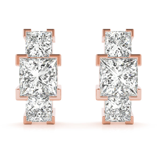 Square Three-Stone Diamond Earrings · 3.14 ct tw