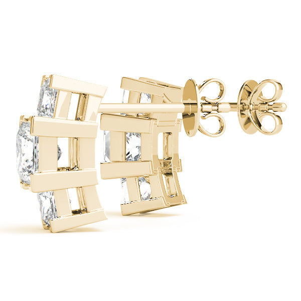 Square Three-Stone Diamond Earrings · 1.84 ct tw