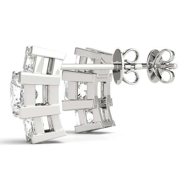 Square Three-Stone Diamond Earrings · 1.84 ct tw