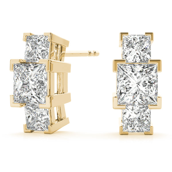 Square Three-Stone Diamond Earrings · 0.92 ct tw