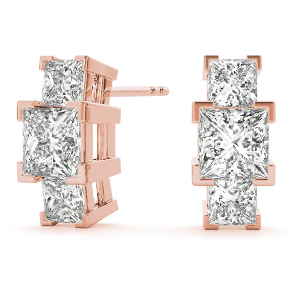 Square Three-Stone Diamond Earrings · 0.92 ct tw