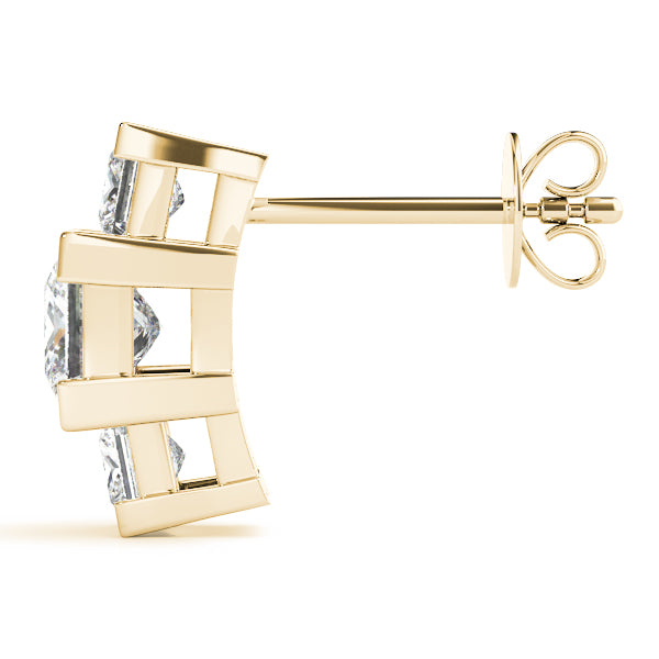Square Three-Stone Diamond Earrings · 0.92 ct tw