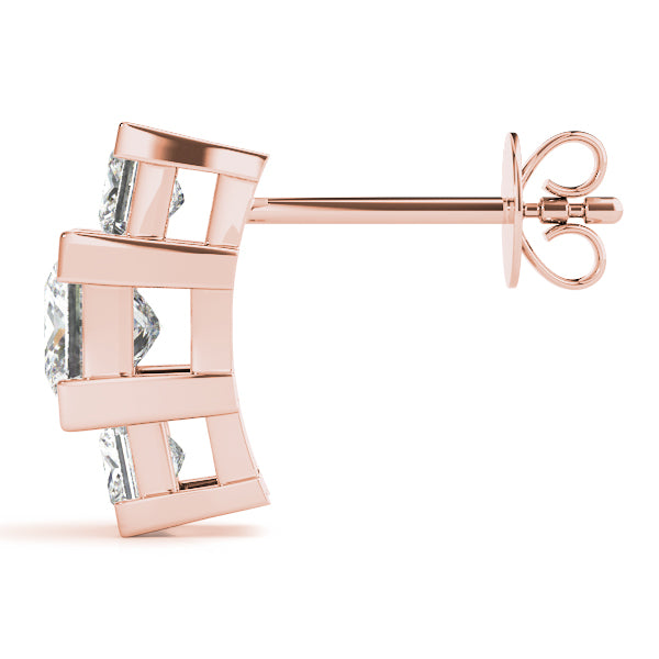 Square Three-Stone Diamond Earrings · 0.92 ct tw