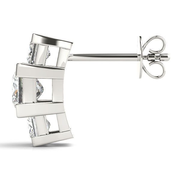 Square Three-Stone Diamond Earrings · 0.92 ct tw