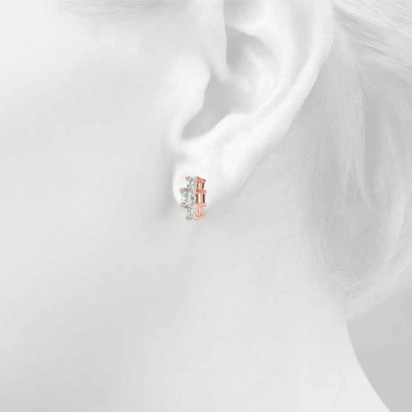 Square Three-Stone Diamond Earrings · 0.92 ct tw