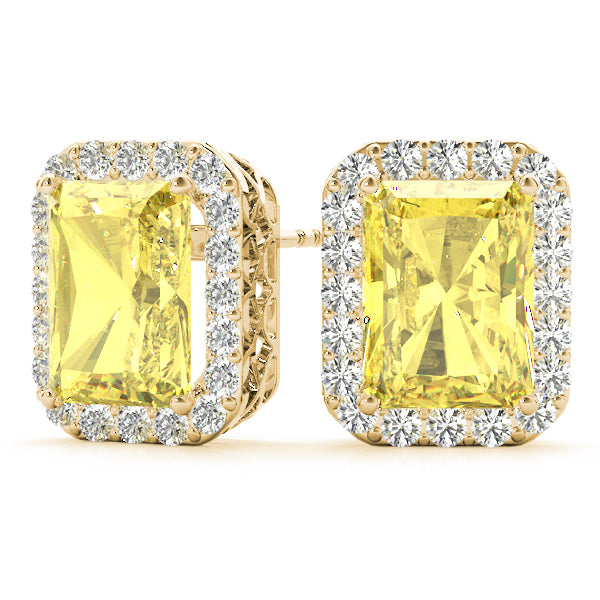 Emerald Halo Diamond Earrings · 0.42 ct tw