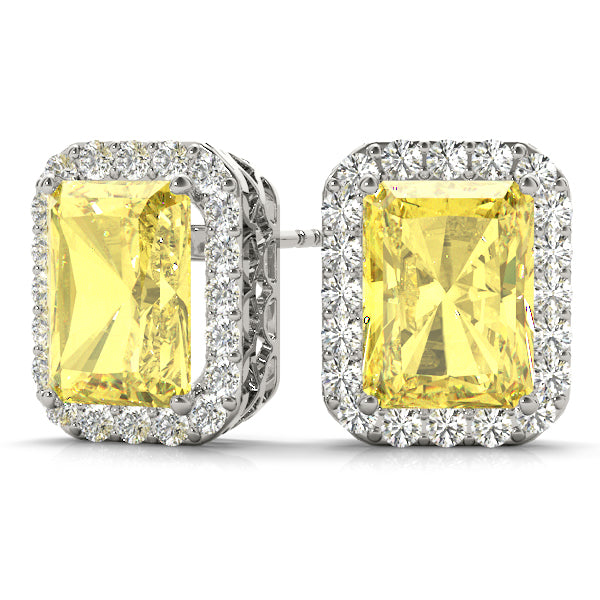 Emerald Halo Diamond Earrings · 0.48 ct tw