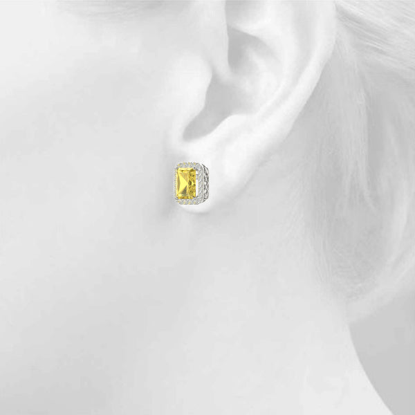 Emerald Halo Diamond Earrings · 0.30 ct tw